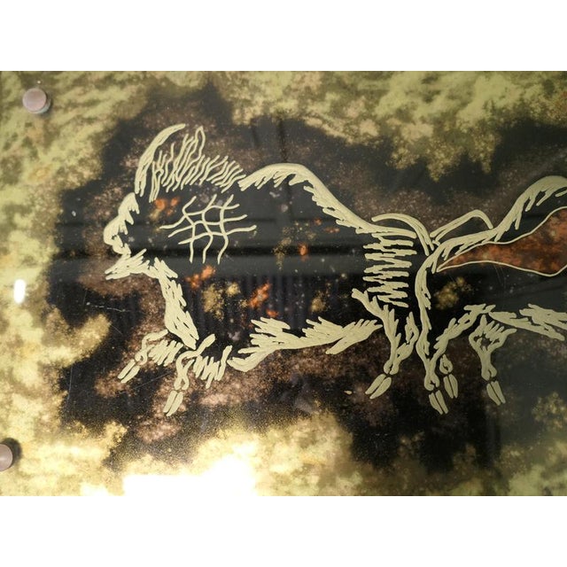 Modernist Italian Eglomisé Glass Top Coffee Table, 1961 For Sale - Image 6 of 9