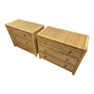 Pair of Wicker Chest of Drawers From 1980’s. For Sale