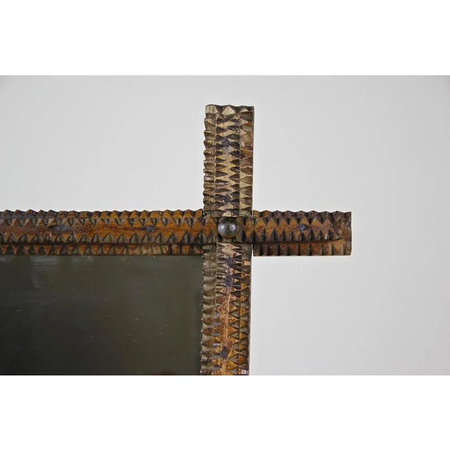 Austrian Hand-Carved Tramp Art Wall Mirror, 1870 For Sale - Image 6 of 13