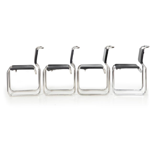 Metal Set of 4 Mid Century Modern “Ch66" Dining Chairs by Nicos Zographos For Sale - Image 7 of 17