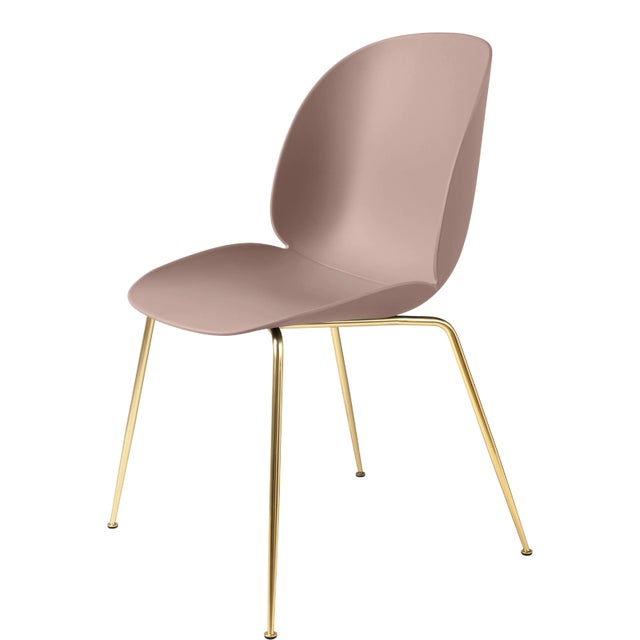 GamFratesi 'Beetle' Dining Chair in Pink With Brass Conic Base For Sale