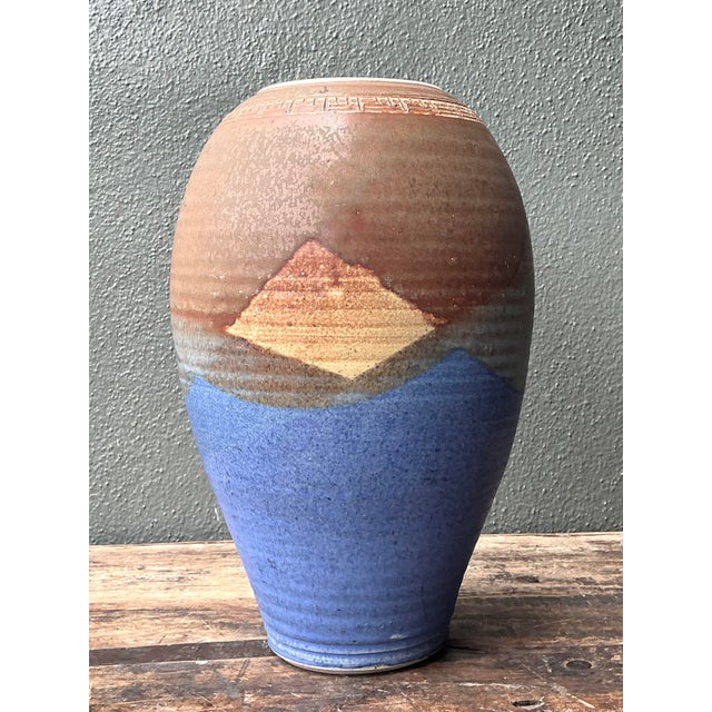 Vintage Original Studio Pottery Layered Glaze Vase For Sale In West Palm - Image 6 of 12