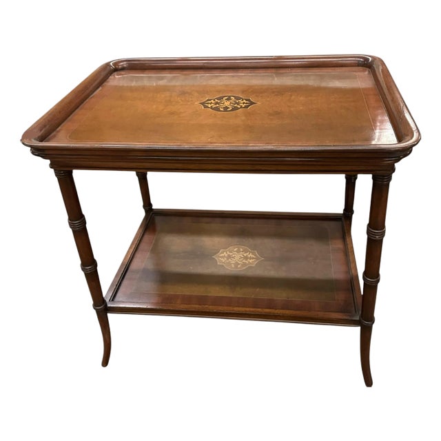Regency Style Marquetry Inlaid Tray Top Table For Sale