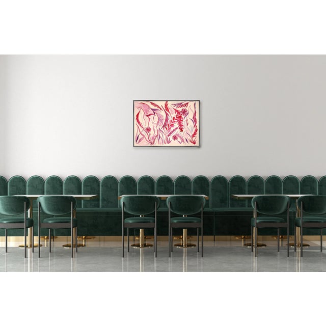 2020s 2023, Illustration Style Still Life "The Red Garden", Watercolor on Paper by Romina Milano For Sale - Image 5 of 7