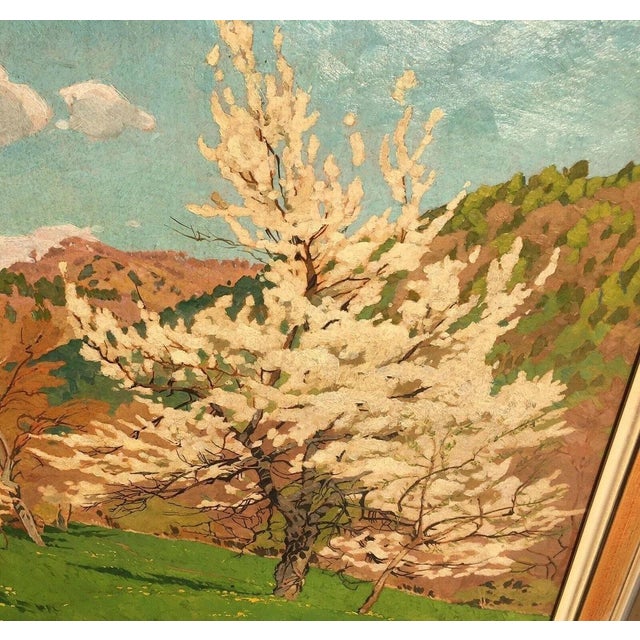 Jean-Paul Barray Hecht Paul Richard, Cherry Blossom Witzenhausen Landscape, 1943, Oil Painting For Sale - Image 4 of 12
