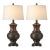 Late 20th Century Sculptural Hammered Urn Table Lamps – Old World Bronze Finish, Linen Shades, 32” - a Pair For Sale