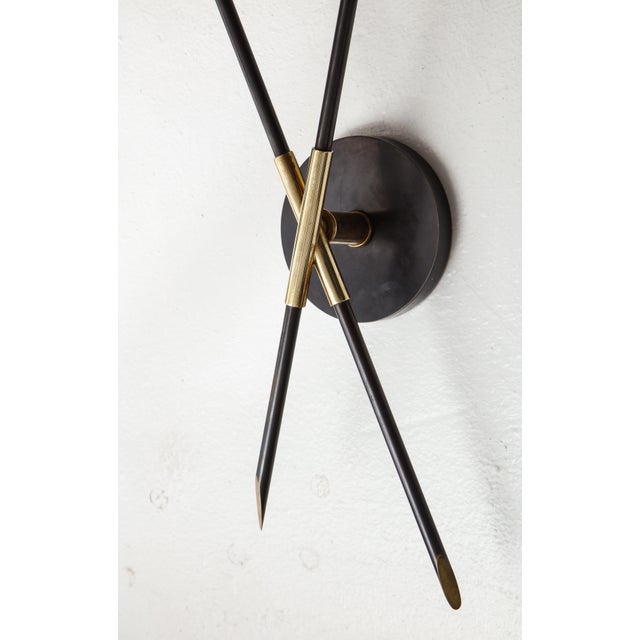 Bespoke Brass and Bronze Sconces Inspired by Midcentury Design - a Pair For Sale - Image 11 of 13