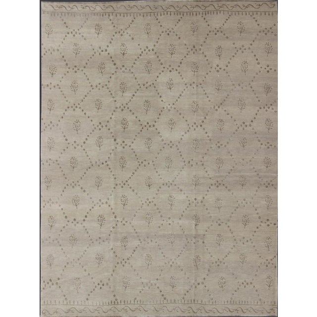 Wool and Silk Modern Tibetan Tan Rug by Keivan Woven Arts 9'0 X 12'0 For Sale - Image 13 of 13