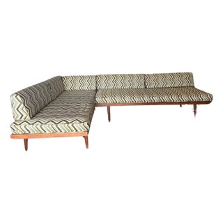 Platform Sectional Sofa Beds With Chevron Upholstery For Sale