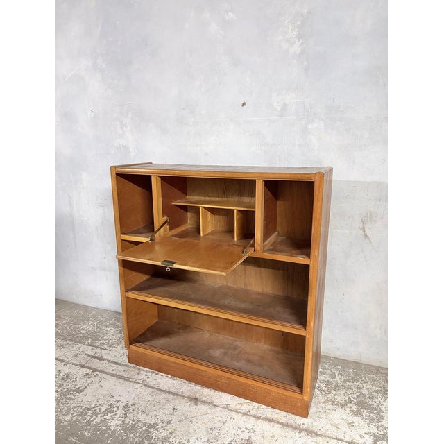 Metal Vintage Nathan Oak Drop-Down Secretaire, 1960s For Sale - Image 7 of 14