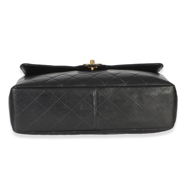 Vintage 24k Black Quilted Lambskin Jumbo XL Maxi Flap Bag For Sale In New York - Image 6 of 9