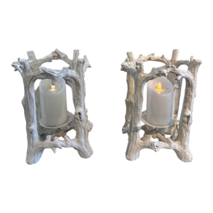 Vintage Wait Painting Candle Holder- A Pair