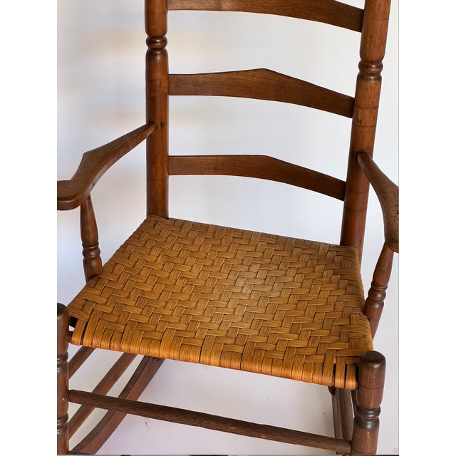 1900s Antique Ladder Back Brown Rocking Chair For Sale In Los Angeles - Image 6 of 10