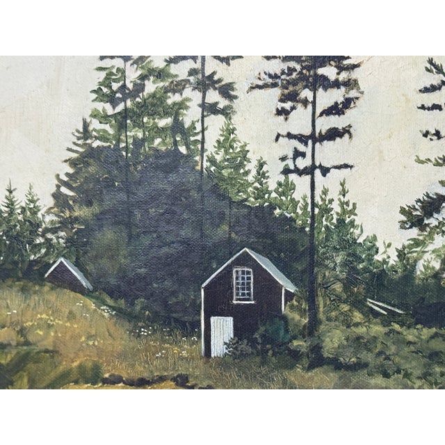 A finely executed landscape painting by Robert Solotaire, titled Field of Flowers, Maine. Painted in oil on canvas, this...