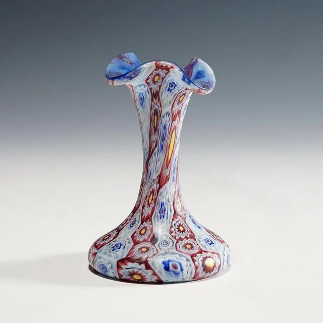 Small Millefiori Murano Glass Vase from Vetreria Fratelli Toso, 1910s For Sale - Image 5 of 8