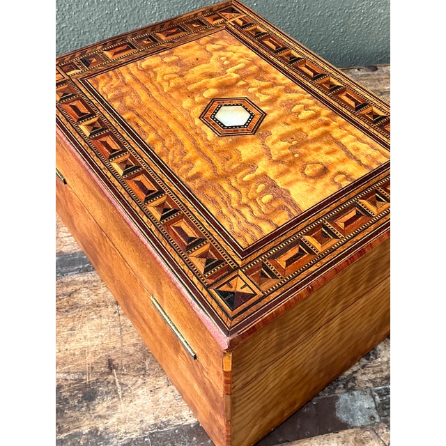 Vintage Marquetry Inlaid Wood Box For Sale - Image 4 of 16