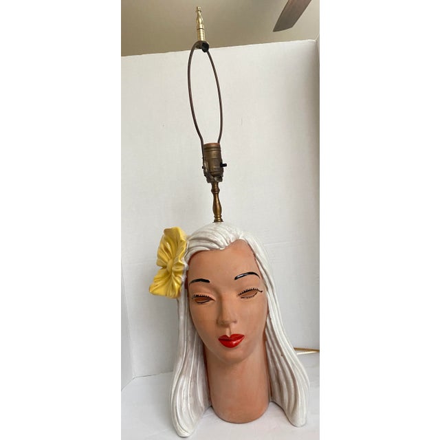 Mid-Century Modern Mid Century Lamp Lady Frederic Weinberg Style Terra Cotta Bust Sculpture For Sale - Image 3 of 13