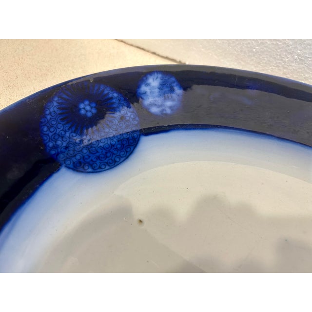Late 18th Century Doulton Willow & Aster Flow Blue Ironstone Platter For Sale - Image 4 of 7