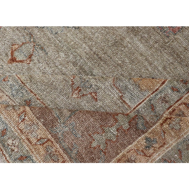 Large Turkish Angora Oushak Rug in Washed Sage With Rust and Ivory 11'10 X 17'4 For Sale - Image 16 of 17