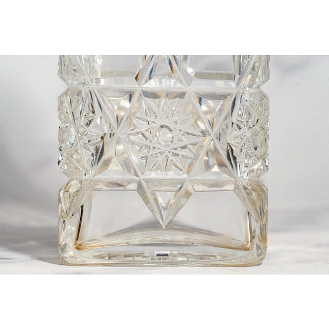 1960s Elegant Edwardian Style Vintage Cut Crystal Rectangular Vase With Sterling Silver Luxury Home Decor For Sale - Image 5 of 12