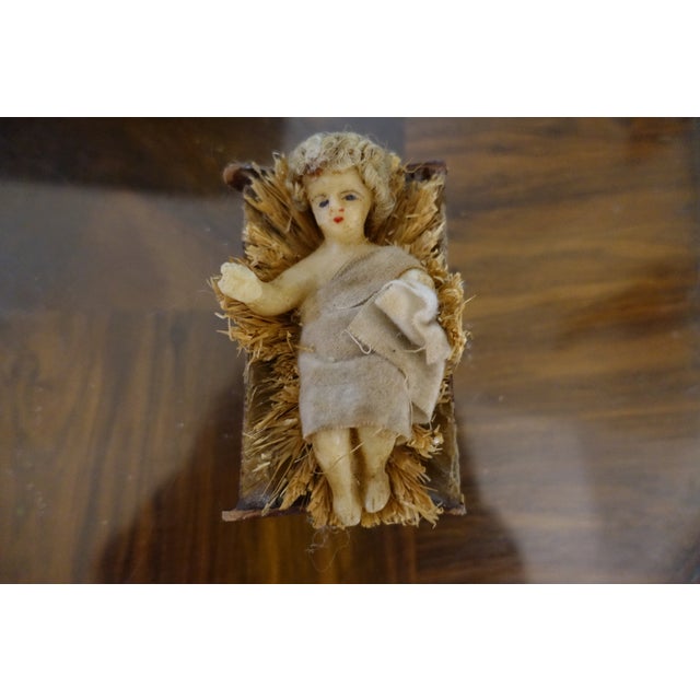 Textile Set of 14 Wax and Fabric Nativity Figurines, 1800s, Textile For Sale - Image 7 of 8