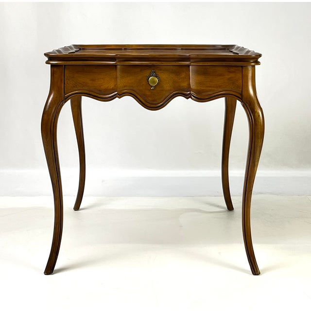 Baker Furniture Company Vintage Baker Furniture French Provincial Louis XV Burl Wood Side Table For Sale - Image 4 of 15