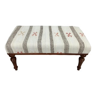 Handmade Turkish Kilim Upholstered Bench For Sale