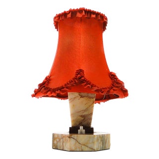 Art Deco Stone Table Lamp, Czechoslovakia, 1930s For Sale