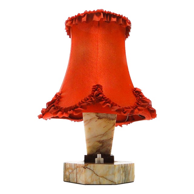 Art Deco Stone Table Lamp, Czechoslovakia, 1930s For Sale