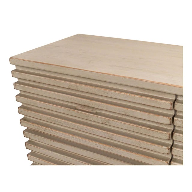 Wood Ribbed Geometric Nine Drawer Dresser For Sale - Image 7 of 9