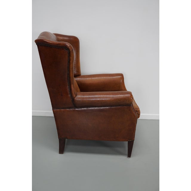 Vintage Dutch Cognac Colored Leather Club Chair For Sale - Image 10 of 18