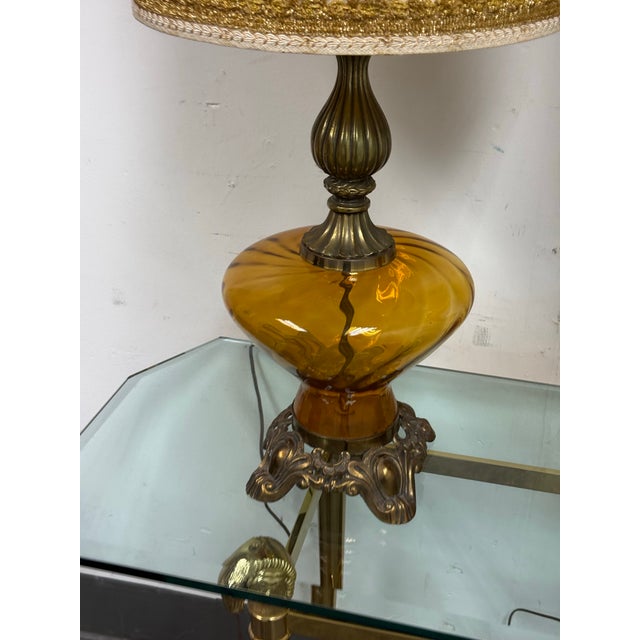 Hollywood Regency Vintage Sculptural Glass Table Lamps, Pair For Sale - Image 9 of 12