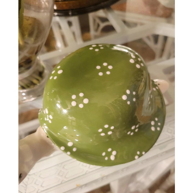 1980s Vintage Ceramic Turtle Catchall Green White Decorative Room Accent For Sale - Image 5 of 8