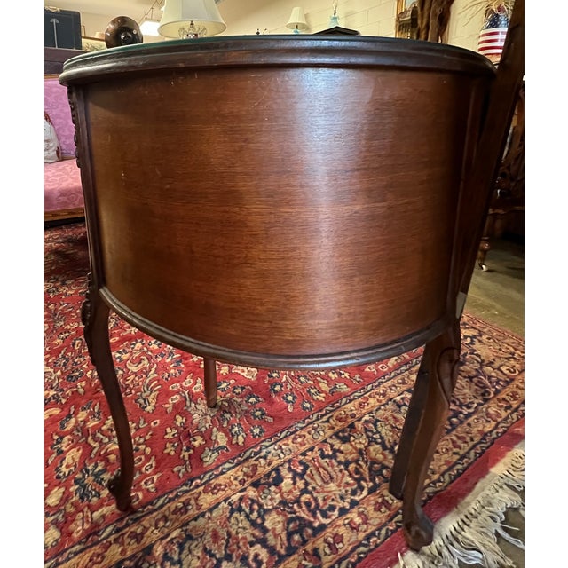 Wood 1920s Vintage French-Style Carved Walnut Desk Kidney Shaped For Sale - Image 7 of 10