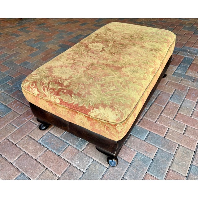 Bernhardt Bernhardt Sofa, Loveseat and Ottoman Coffee Table, Matching Set in Brown Leather With Fabric Seat and Back Cushions For Sale - Image 4 of 12