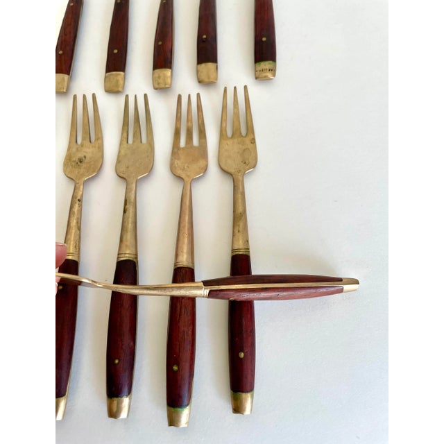 Mid 20th Century Vintage Thailand Rosewood Appetizer Utensil Set - Set of 15 For Sale - Image 5 of 6