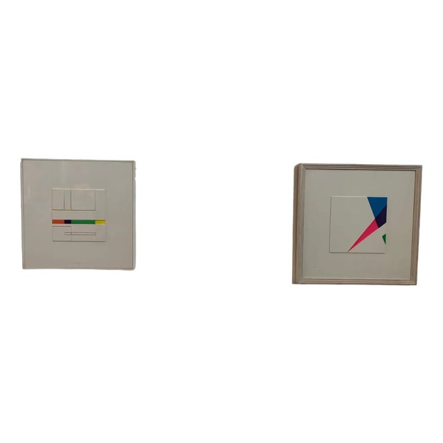Alfredo Troisi, Evolution of the Square, 1975, Mixed Media on Cardboard, Set of 2 For Sale