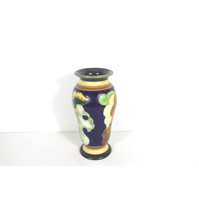 1920s 1920’s Gouda Style Japanese Colourful Art Deco Ceramic Vase For Sale - Image 5 of 10