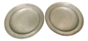 Large Antique English Pewter Plates by Thomas Alderson, Set of 2
