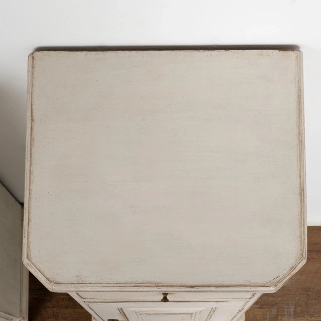 Late 19th Century Pair, White Painted Nightstands, Sweden Circa 1880 For Sale - Image 5 of 11