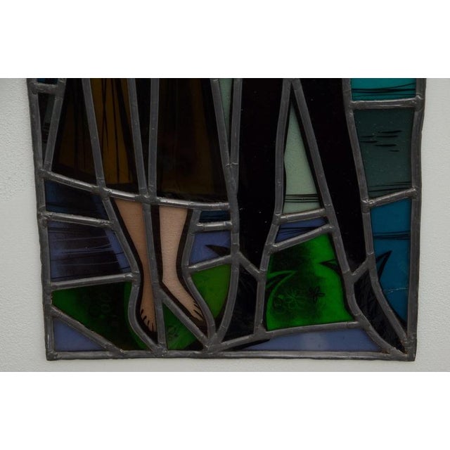 Lead Stained Glass Window Young Couple in Love For Sale - Image 4 of 6