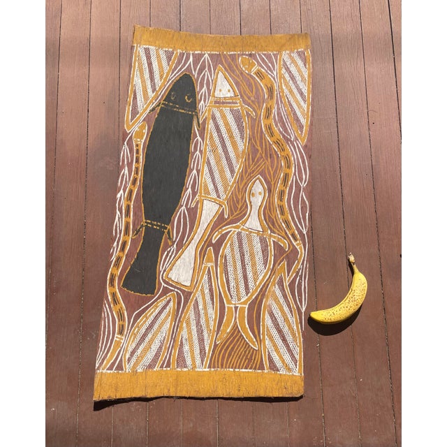 1970s Australian Aboriginal Bark Painting of Fish and Snakes Chairish