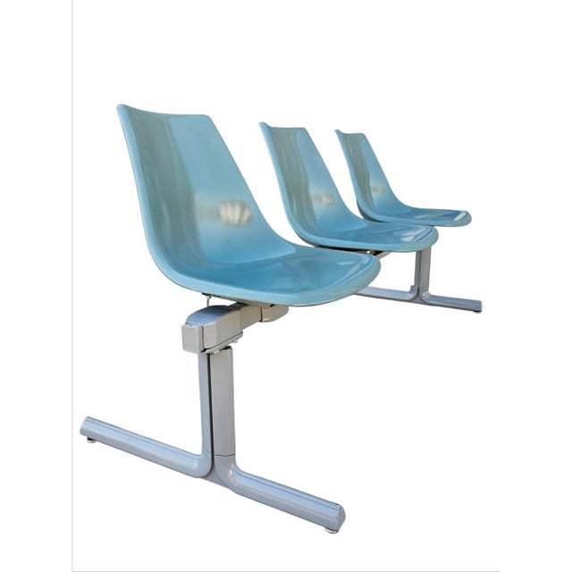 Teal 1960s Mid-Century Modern Tandem Three Seat Bench by Krueger For Sale - Image 8 of 18