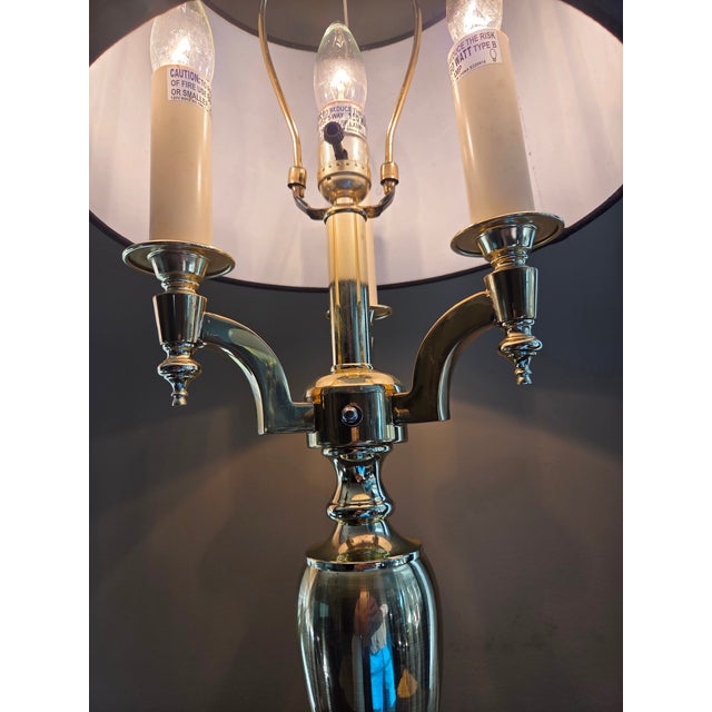 Late 20th Century Brass Bouillotte Style Candelabra Table Lamp For Sale - Image 4 of 15