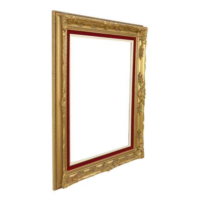 Vintage Baroque Style Gilded and Red Velvet Frame For Sale - Image 4 of 18