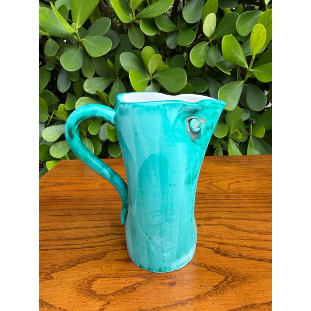 Ceramic Mid Century Italian Turquoise Art Pottery Vessel | 6.5” For Sale - Image 7 of 9