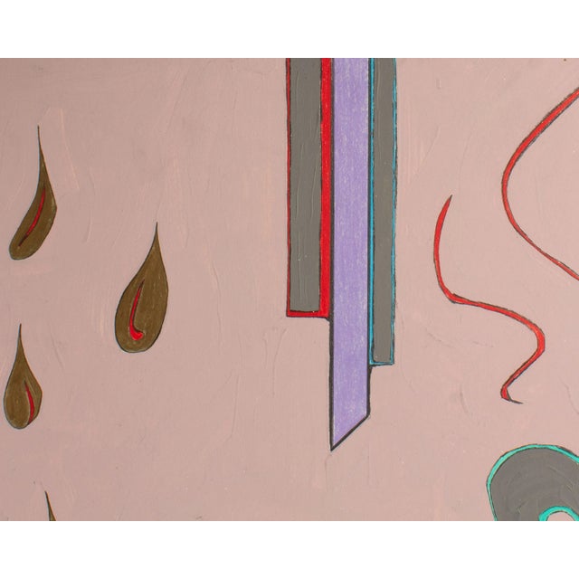 1980s Signed Abstract Mixed Media Painting by Harry Hilson For Sale - Image 4 of 8