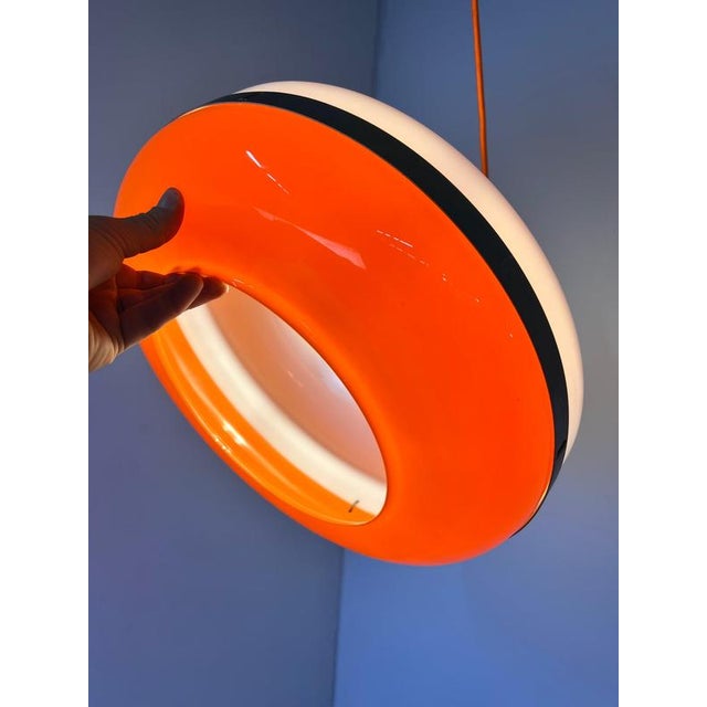 White and Orange Plastic Pendant, Denmark For Sale - Image 3 of 11