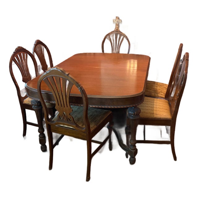 Antique 9-Piece Mahogany Dining Set - Excellent Restoration Project For Sale
