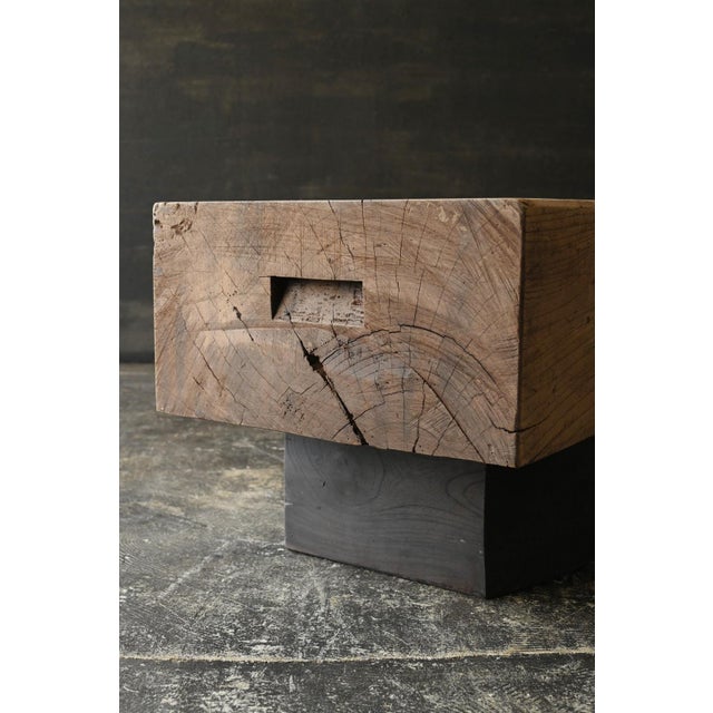 Mid 20th Century Small Old Japanese Low Table Made of Zelkova Wood/Modern Side Table For Sale - Image 11 of 18